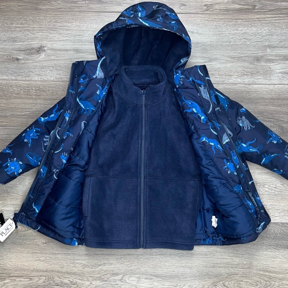 NWT Children’s Place Dinosaur 3-in-1 Winter Coat 5T Blue - Picture 6 of 12